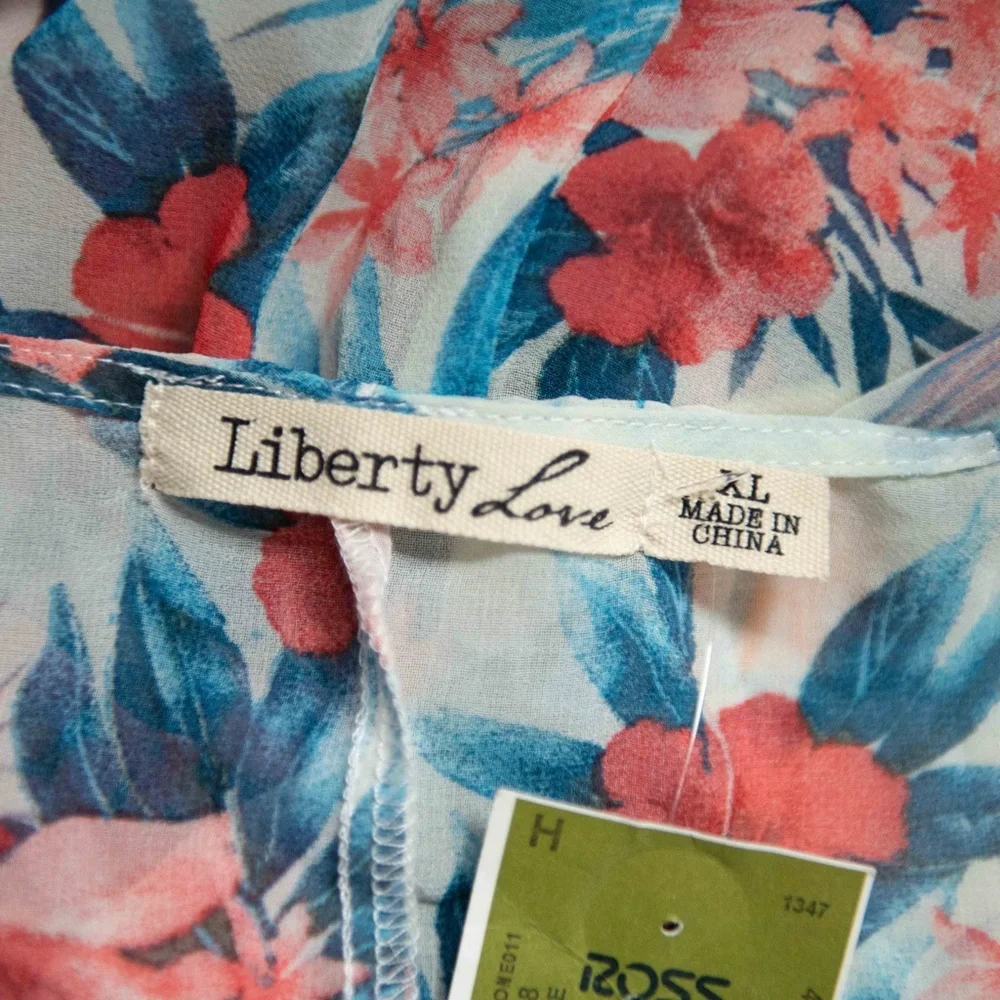 Liberty Love Coverup Kimono Sheer High Low Ruffle Tropical
